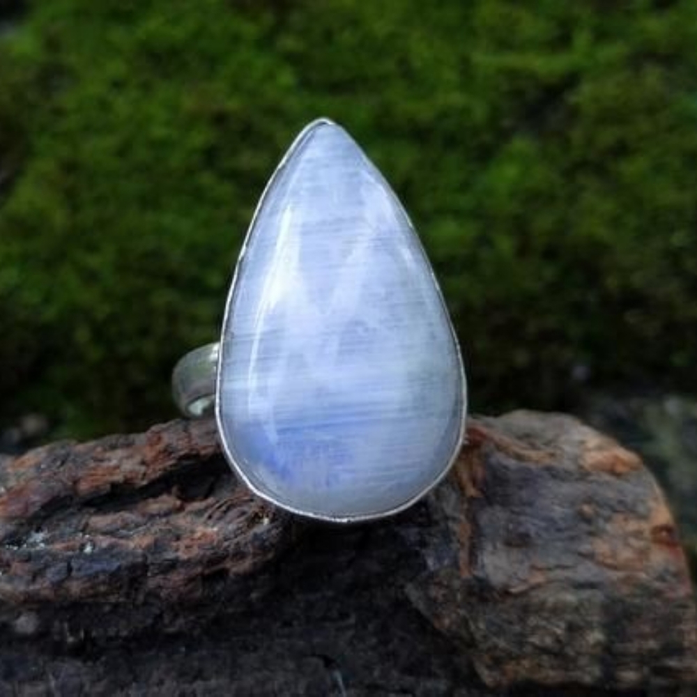 Artisan Handmade rainbow moonstone ring - Picture 2 of 2